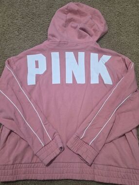 PINK Victoria's Secret Large Vintage Spellout Full Zip Hoodie